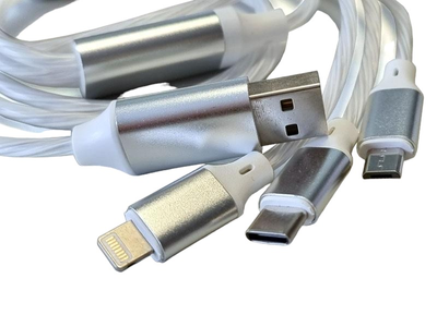 Кабель LED Reekin 3in1 micro-USB - Lightning + USB Type-C  - USB Type A 1 м White (CAB-020-1M)