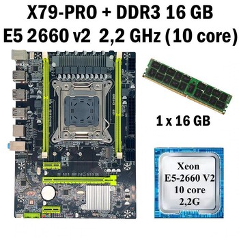 Материнская плата Taishuo X79 PRO LGA 2011 + процессор (б/у) Xeon E5-2660 V2 10 ядер 2,2G + RAM DDR3 16 GB (20266021)