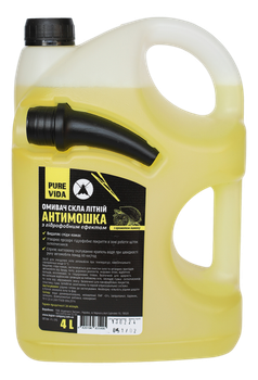Омивач скла літній Pure Vida Антимошка 4 л лимонний каністра з лійкою