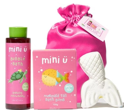 Набір для догляду за дитиною Mini U Strawberry Mermaid Пінка для ванни 250 мл + Бомбочка для ванни 150 г + Мішечок (5065014163023)