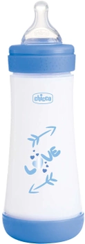 Пляшка для годування Chicco Perfect 5 Silicone Feeding Bottle 4м+ Синя 300 мл (8058664153985)
