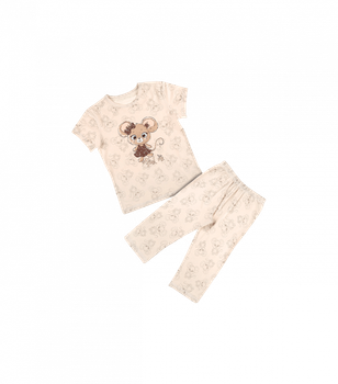 Пижама для девочки с коротким рукавом - Donella - 10084 - 146-152 см - Персиковый