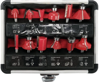 Zestaw frezów do drewna YATO z wrzecionem Ø 6-32 mm Ø 6 mm 12 szt YT-68006 (5906083083778)