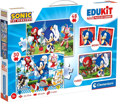 Zestaw puzzli i gier planszowych Clementoni Disney Sonic Edukit 4 w 1 (8005125183180)