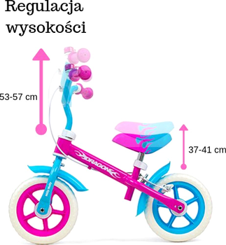 Rowerek biegowy Milly Mally Dragon Różowo-niebieski (5901761124835)