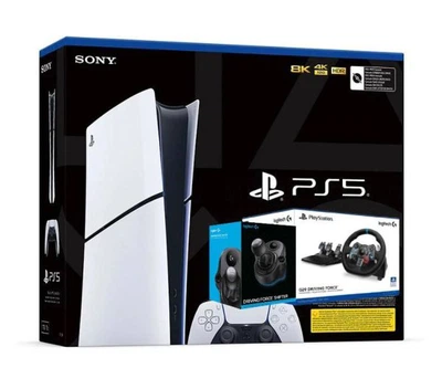Игровая консоль Sony PlayStation 5 Slim Digital Edition + Руль и педали Logitech G29 Driving Force Racing Wheel + Рычаг переключения передач Logitech G Driving Force Shifter