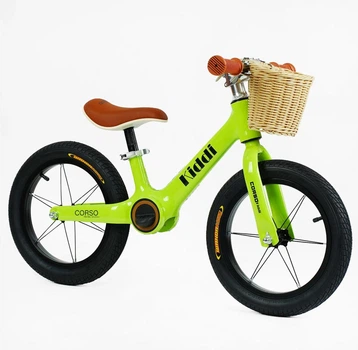 Детский велобег CORSO KIDDI LT-14127. Магниевая рама, надувные колеса 14", подставка для ног, корзина