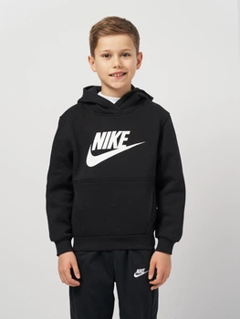 Дитяче тепле худі на флісі для хлопчика Nike K Nsw Club Flc Hdy Hbr FD2988-010 128-137 см Black/White (196606977614)