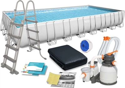 Басейн каркасний прямокутний 11в1 Bestway 56623 Power Steel 956 x 488 см - білий