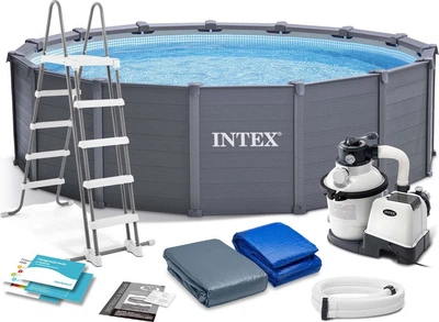 Басейн каркасний Intex 26384 478 см 11в1, сірий