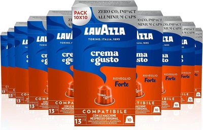 Кава в капсулах Nespresso Lavazza Crema e Gusto Forte Aluminium (коробочка 10 капсул)