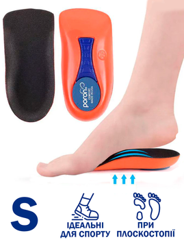 Стельки полустельки S ортопедические Оранжевые для обуви Универсальные для корекции стопы плоскостопии