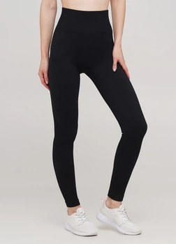 Легінси жіночі спортивні в рубчик з моделювальним швом Giulia LEGGINGS RIB S/M Black-black