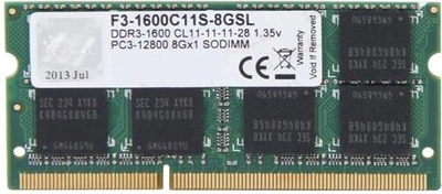 Оперативна пам'ять G.Skill SODIMM DDR3L-1600 8192MB PC3L-12800 Standard (F3-1600C11S-8GSL)
