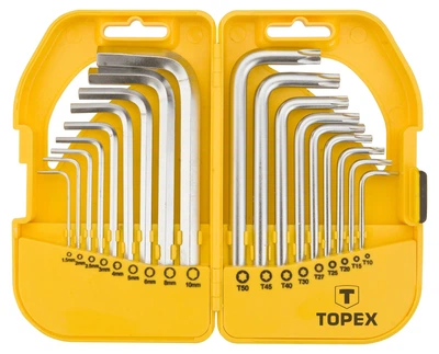 Набір шестигранних ключів Topex 35D952 HEX/Torx 2-10мм 18шт у кейсі