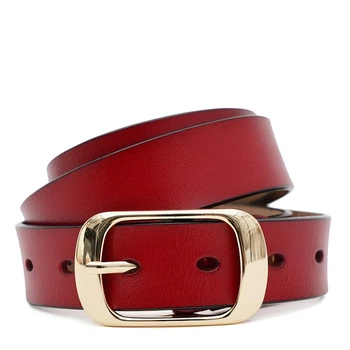 Ремінь жіночий шкіряний ширина 2.8 см пряжка цвях Borsa Leather Бордовий 41782