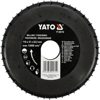 Диск-фреза YATO для дерева ПВХ гіпсу Ø 118x22.2 мм 21 мм YT-59176 (5906083025754)