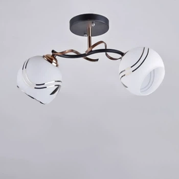 Люстра потолочная Light House SH-19394/2 BK 420*190*220 цвет черный + золото, плафоны белые&nbsp;узором