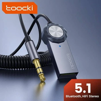 Bluetooth адаптер в авто Toocki 5.1, USB / FM модулятор / аудио-ресивер, серый (78253249)