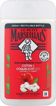 Біогель для душу "Бавовна та мак" - Le Petit Marseillais Cotton & Bio Poppy Extra Gentle Shower Cream 250ml (1236842-141797)