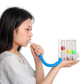 Дыхательный тренажер TRI-BALL для дыхательных упражнений для реабилитации спирометр