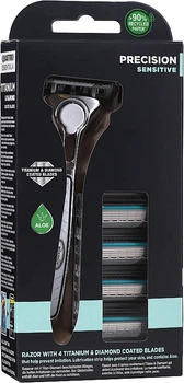 Станок + 5 змінних лез - Wilkinson Sword Quattro Titanium Sensitive (587929-46612)