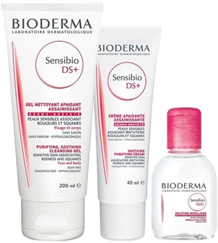 Набір для догляду за обличчям Bioderma Xmass 2023 Sensibio Protective Сироватка для обличчя 30 мл + Крем для обличчя 40 мл + Міцелярна вода H2O 100 мл (5902444130389)