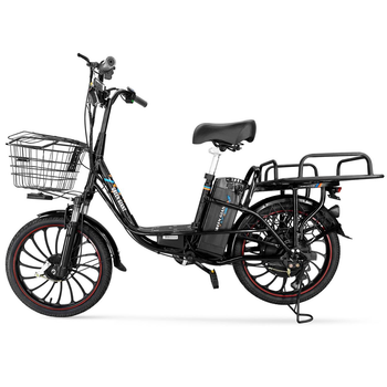 Електровелосипед GREEN GIANT U18 Eco CARGO 15Ah 18" 600W чорний, с корзиною і посиленим вантажним багажником