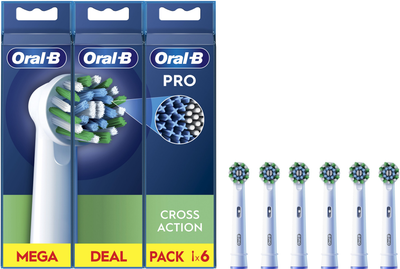 Насадки для електричної зубної щітки Oral-b Braun Pro Cross Action, 6 шт білі (8006540847879)