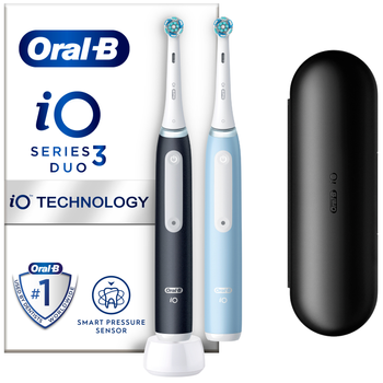Набір електричних зубних щіток Oral-b Braun iO3 Чорна та Блакитна + Футляр (8006540731772)