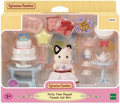 Figurka Epoch Sylvanian Families Party Time Tuxedo Cat Girl z akcesoriami (5054131056462)