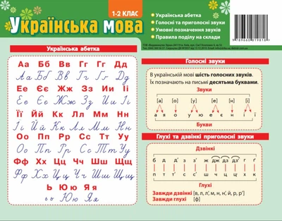 Картонка-підказка «Абетка» українська мова 1–2 клас, Зірка