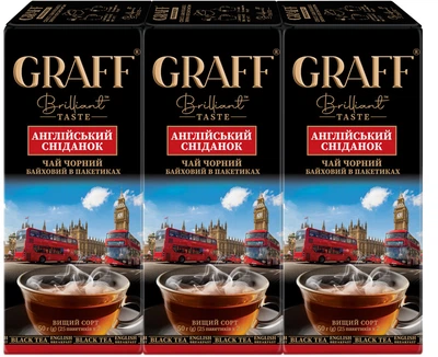 Упаковка чая черного Graff English Breakfast 25 пакетиков х 3 шт (4820279610115)