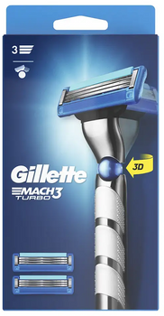Maszynka do golenia dla mężczyzn Gillette Mach 3 Turbo 3D z 2 wymiennymi wkładami (7702018578634)
