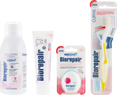 Набір "Захист ясен" - Biorepair (t/paste/75ml + mouthwash/500ml + dental/floss + t/brush) (630667-1319)
