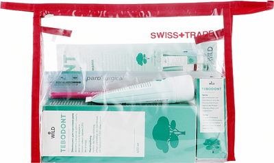 Набір "Хірургічний", малиновий - Dr. Wild Swiss Care Paro Surgical (tbrsh/1 + tpst/75ml+ balm/400ml + spray/25ml + bag) (934313-10643)