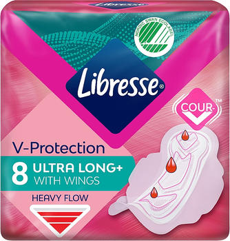Гігієнічні прокладки Ultra Long з крильцями, 8 шт - Libresse Ultra Thin Super Soft 8шт (794256-26243)