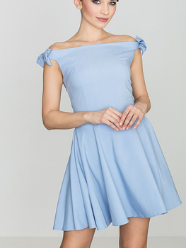 Sukienka trapezowa damska mini Lenitif K170 L Błękitna (5902194307338)
