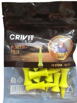 Пластиковые тройники для гольфа Crivit 369591 10 шт*4,4 см неоново-желтый
