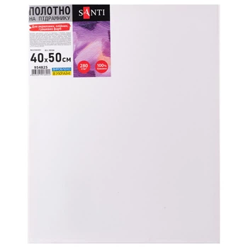 Полотно на подрамнике Santi 40х50 см 280 г/м2 грунтованное мелкозернистое 100% хлопок (954825)