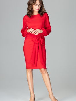 Sukienka midi jesienna damska Lenitif K494 XL Czerwona (5902194355032)