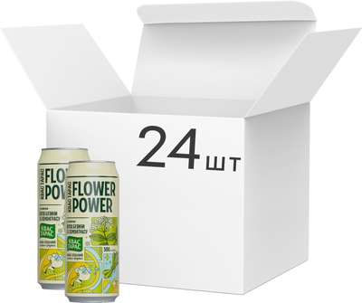 Упаковка кваса Квас Тарас Flower Power со вкусом цветов бузины и лемонграсса 0.5 л x 24 шт (4820250943751)
