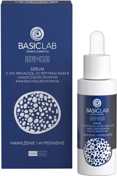 Сироватка для обличчя BasicLab Esteticus Serum з 10% трегалози, 5% пептиду SNAP-8 і низькомолекулярною гіалуроновою кислотою 30 мл (5907637951499)