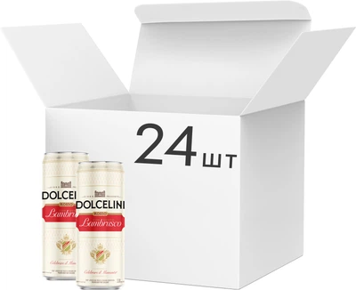 Упаковка сидру Dolcelini Россо зі смаком Ламбруско 7.5% 0.33 л x 24 шт (4820250943799)