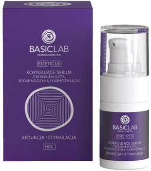 Коригуюча сироватка для обличчя BasicLab Esteticus з ретиналем 0.07% фітосфінгозином і карнозином 2.0 15 мл (5904639170149)