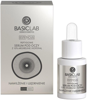 Сироватка для шкіри навколо очей BasicLab Esteticus Зволоження та зміцнення з 10% пептиду аргіреліну та кофеїном 15 мл (5907637951284)