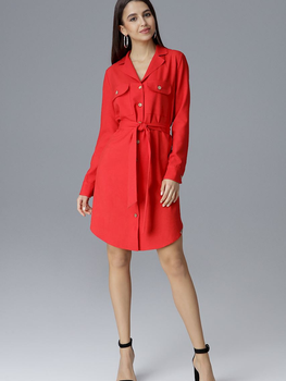 Плаття-сорочка міді літнє жіноче Figl M630 S Червоне (5902194359535)
