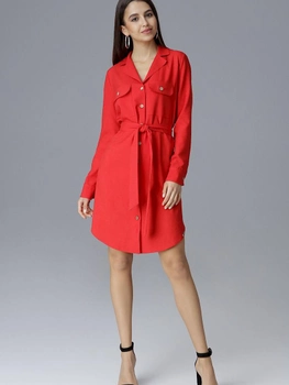 Плаття-сорочка міді літнє жіноче Figl M630 XL Червоне (5902194359566)