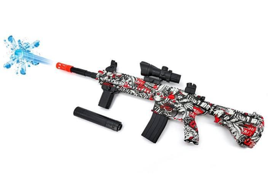 Дитячий автомат гель бластер (orbeez gun) на Орбізах М416. Червоний графіті