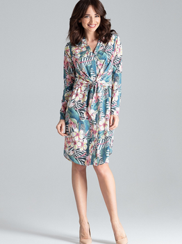 Плаття-сорочка міді літнє жіноче Lenitif L031 S Різнокольорове (5902194365499)